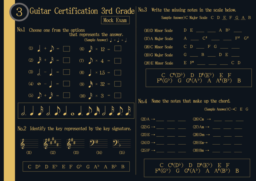 Full Explanation – Guitar Grade 3 (Advanced) Mock Exam/World Unified Music Certification